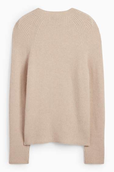 Donna - Maglione - a coste - beige chiaro