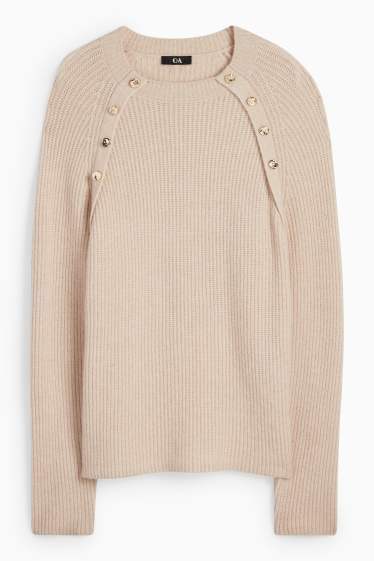 Donna - Maglione - a coste - beige chiaro