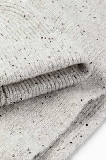 Děti - dívky - Souprava - čepice a šála - žebrovaná - světle šedá