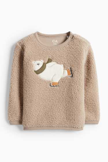 Miminka - chlapci - Lední medvěd - teddy outfit pro miminka - 2dílný - béžová