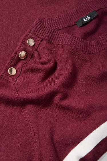 Damen - Pullover - gestreift - bordeaux