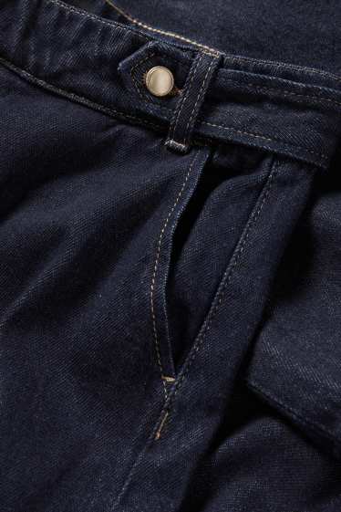 Women - Wide leg jeans - mid-rise waist - denim-dark blue