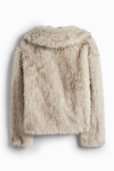 Women - Faux fur jacket - light beige
