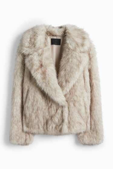 Women - Faux fur jacket - light beige