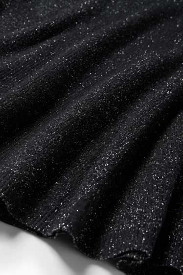 Copii - Fete - Rochie tricotată - reiată - negru