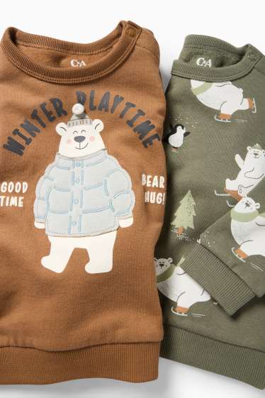 Baby Boys - Multipack of 2 - polar bear and penguin - baby sweatshirt - brown
