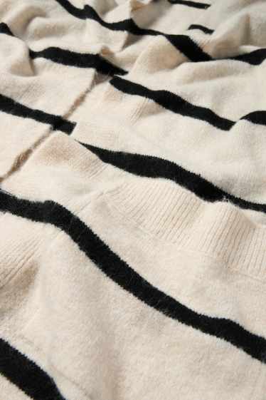 Damen - Lange Strickjacke - schwarz / beige