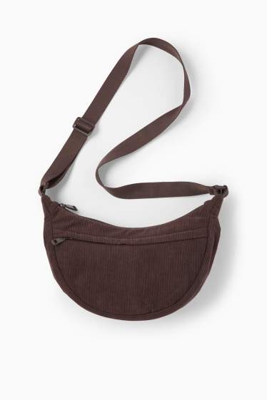 Damen - Cord-Umhängetasche - dunkelbraun