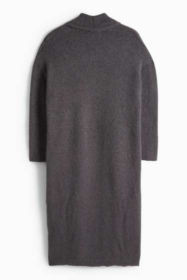 Damen - Lange Strickjacke - dunkelgrau