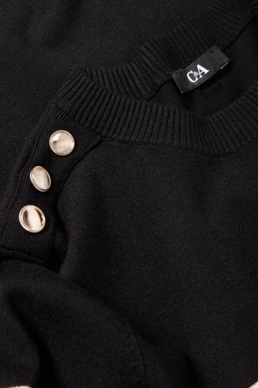 Damen - Pullover - gestreift - schwarz / weiss