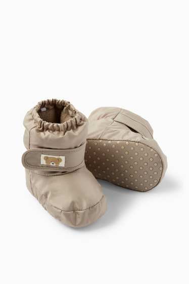 Unisex - Teddybär - Baby-Schühchen - gefüttert - taupe