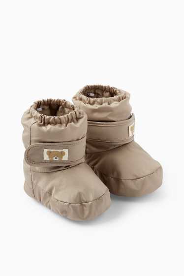 Unisex - Teddybär - Baby-Schühchen - gefüttert - taupe