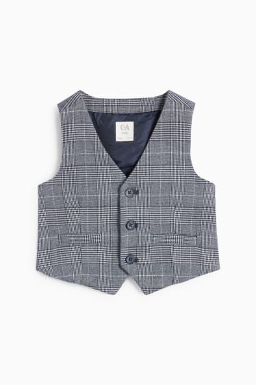 Miminka - chlapci - Vánoční outfit pro miminka - 3dílný - kostkovaný - tmavomodrá/bílá