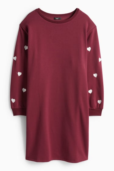 Damen - Sweatkleid - Straight Fit - bordeaux