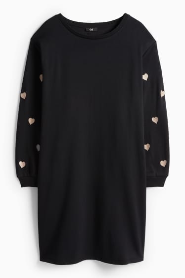 Damen - Sweatkleid - Straight Fit - schwarz