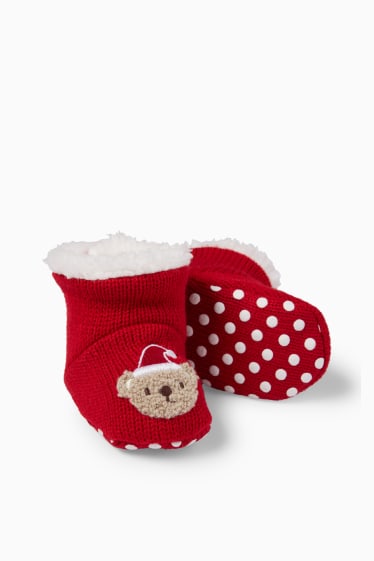 Unisex - Os de peluix - sabates per gatejar per a nadó - vermell