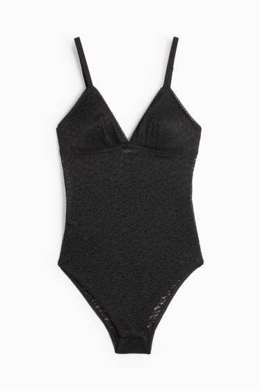 Damen - Body - wattiert - schwarz