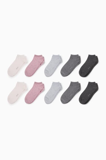 Women - Multipack of 10 - trainer socks - dark rose