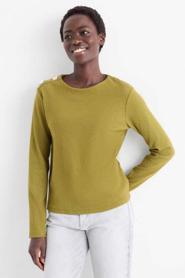 Women - Sweatshirt - ribbed - green