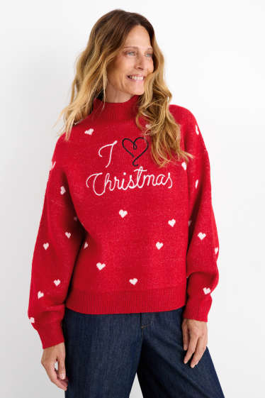 Femmes - Pull de Noël - I Love Christmas - rouge