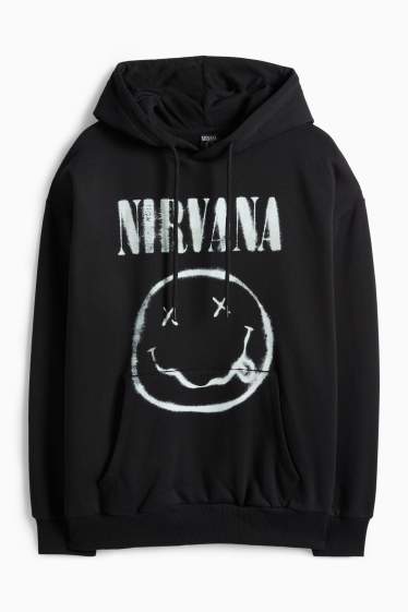 Heren - Oversized hoodie - Nirvana - zwart