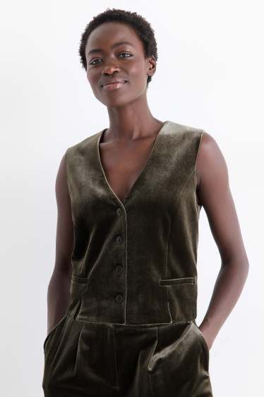 Donna - Gilè coordinabile di velluto- regular fit - verde