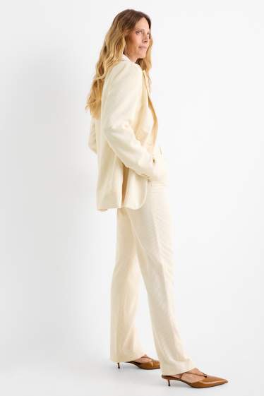 Dámské - Business kalhoty - high waist - regular fit - krémově bílá