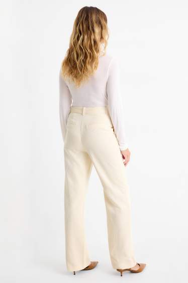 Dámské - Business kalhoty - high waist - regular fit - krémově bílá