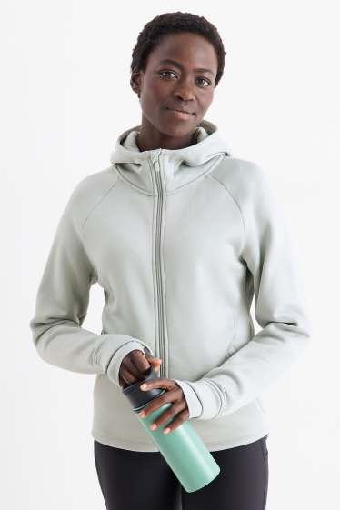 Dames - Vest van sweatstof met capuchon - lichtgrijs