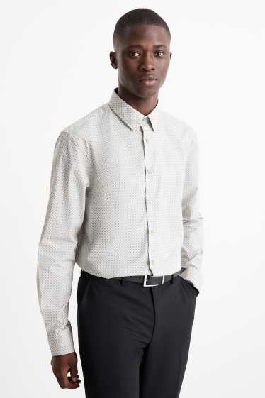 Men - Set - V-neck jumper and business shirt - 2 piece - dark green