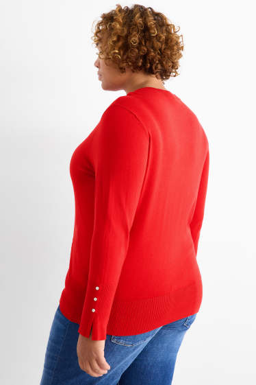 Femmes - Pull en maille fine - rouge