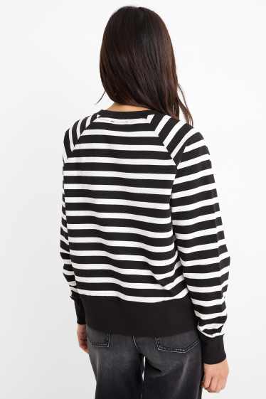 Damen - Sweatshirt - gestreift - schwarz / weiß