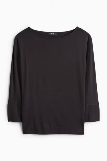 Dámské - Tričko s dlouhým rukávem basic - regular fit - černá