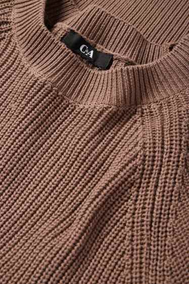 Damen - Pullover - gerippt - braun