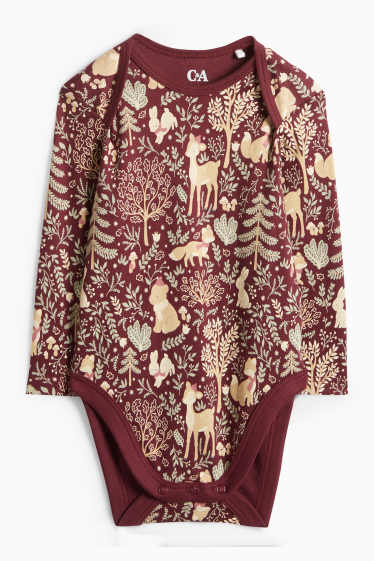 Baby: meisjes - Bosdieren - rompertje - beige / bordeaux