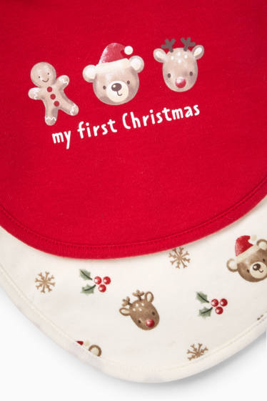 Baby Boys - Multipack of 2 - gingerbread - Christmas baby bib - red