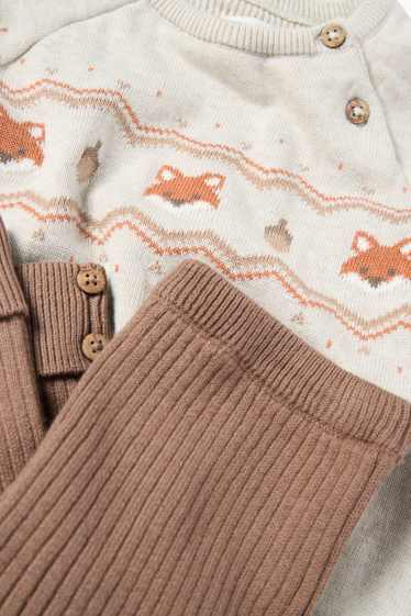 Miminka - chlapci - Lišky - outfit pro miminka - 3dílný - světle šedá