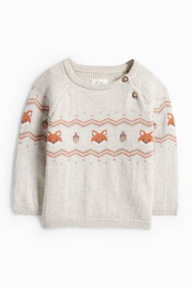Miminka - chlapci - Lišky - outfit pro miminka - 3dílný - světle šedá