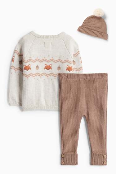 Miminka - chlapci - Lišky - outfit pro miminka - 3dílný - světle šedá