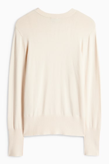 Donna - Maglione in filato lavorato a maglia fine - crema