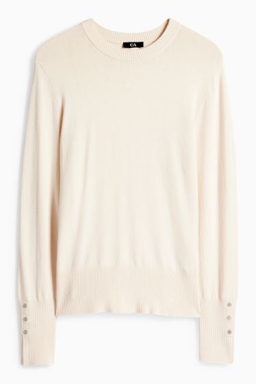 Donna - Maglione in filato lavorato a maglia fine - crema