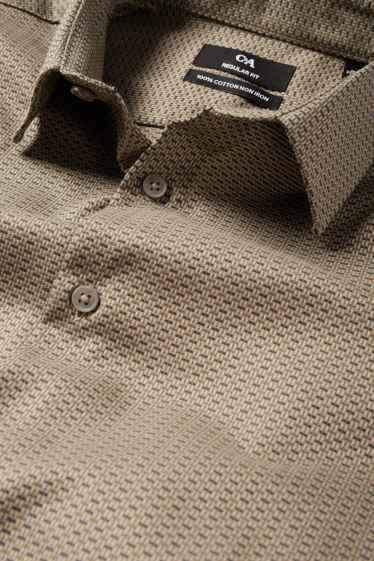 Hommes - Chemise de bureau - regular fit - col kent - sans repassage - à motif - vert