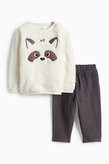 Miminka - chlapci - Mýval - outfit pro miminka - 2dílný - bílá