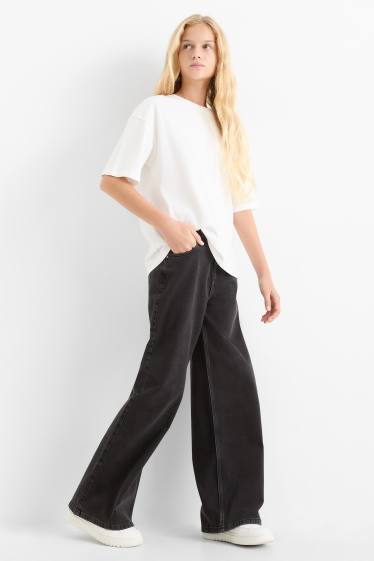 Copii - Fete - Wide leg jeans - denim-gri închis