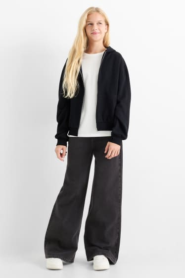 Copii - Fete - Wide leg jeans - denim-gri închis