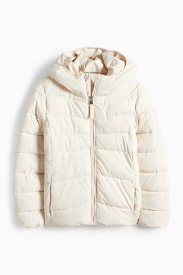 Enfants filles - Doudoune à capuche - finition déperlante - blanc crème