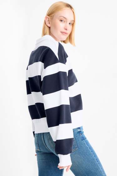 Women - Sweatshirt - striped - dark blue / white
