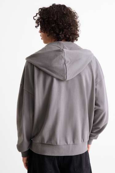 Hommes - Sweat zippé à capuche - gris