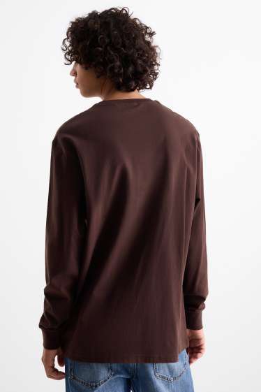 Bărbați - Tricou cu mânecă lungă - relaxed fit - maro închis