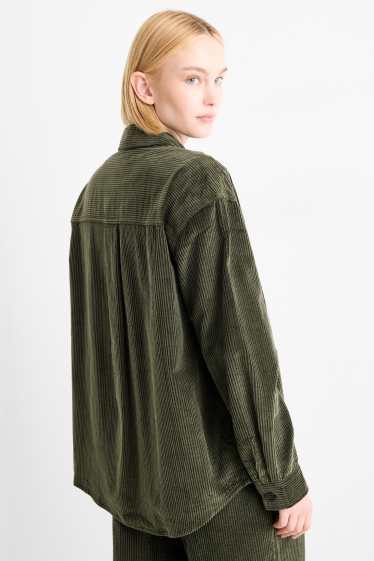 Women - Corduroy blouse - dark green